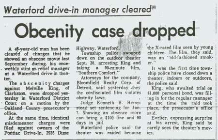 Waterford Drive-In Theatre - Waterford Pontiac Drive-Ins Article Nov 24 1971 Detroit News